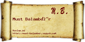 Must Balambér névjegykártya